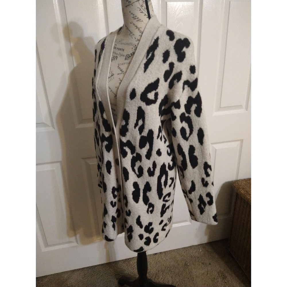 Something Navy leopard print button-up sweater ca… - image 5